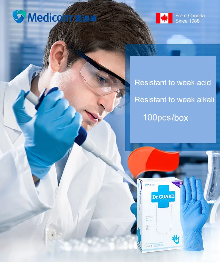 Medicom 100pcs Nitrile Disposable Gloves Non-slip Boxed Oil Acid Resistant work Gloves For Home Food Laboratory Cleaning Washing Use (1)