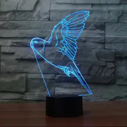 7 цветов chang удаленного коммутатора USB 3D ночник птица Креатив 3D свет luminaria-де-меса USB Светодиодная лампа