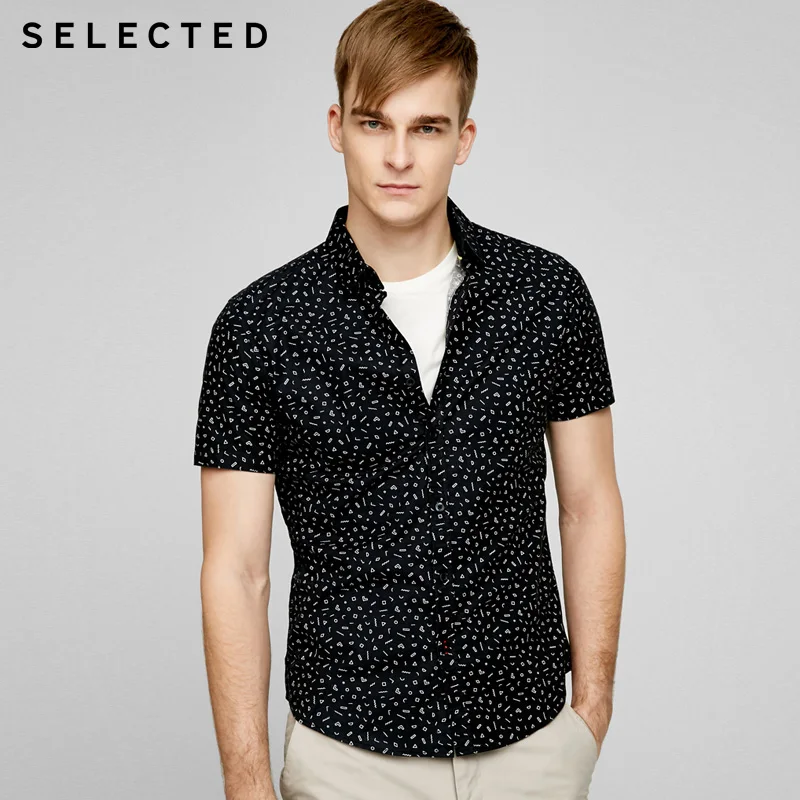 

SELECTED Men's Summer 100% Cotton Short-sleeved Shirt C|417204505