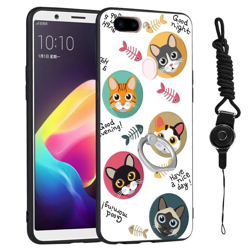 Цветной печать чехол для Huawei Honor 7x задняя крышка с палец кольцо стенд + шнурки Капа