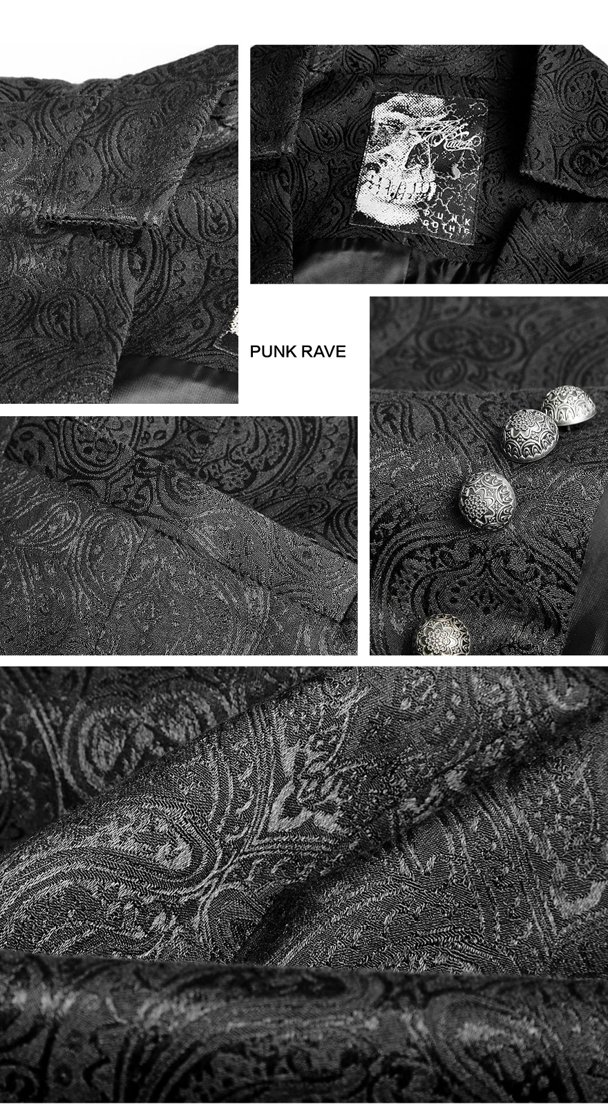 Готический зимний роскошный черный тонкий мужской жилет с цветочным узором без рукавов стоячий v-образный вырез мужские жилеты пальто Панк рейв Y-642