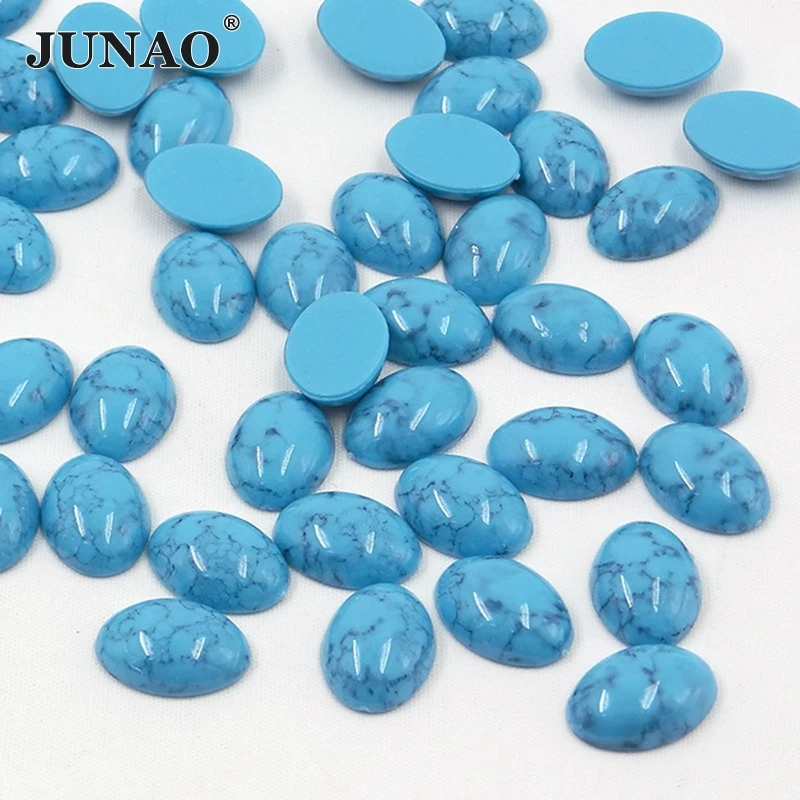 

JUNAO 13*18mm Turquoise Oval Crystal Acrylic Rhinestones Beads Non Sewing Flatback Strass Glue Stones and Crystals for Clothes