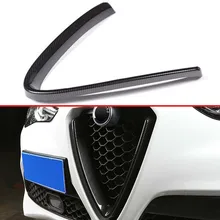 Для Alfa Romeo Stelvio автомобильные аксессуары из углеродного волокна Стиль передняя решетка крышки центр сетки отделка