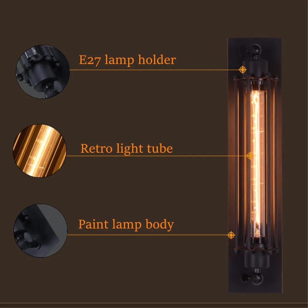 Промышленный настенный светильник, винтажный Железный настенный светильник, E27, Edison/светодиодный светильник, внутренний подвал, бар, кафе, подвал, коридор, Настенный бра