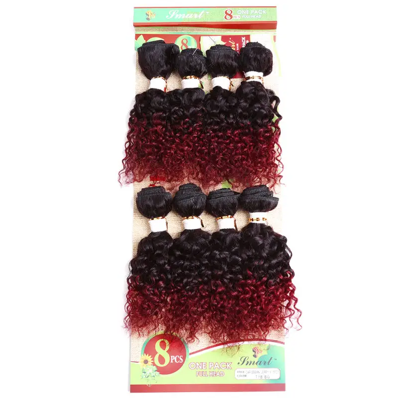 Стиль темно-бордовый#1B/27/30 бразильский накладка с вьющимися волосами Джерри Вьющихся Волос, Плетение 8 шт./лот Натуральные Черные Кудрявые нарощенные кудрявые волосы - Цвет: #2