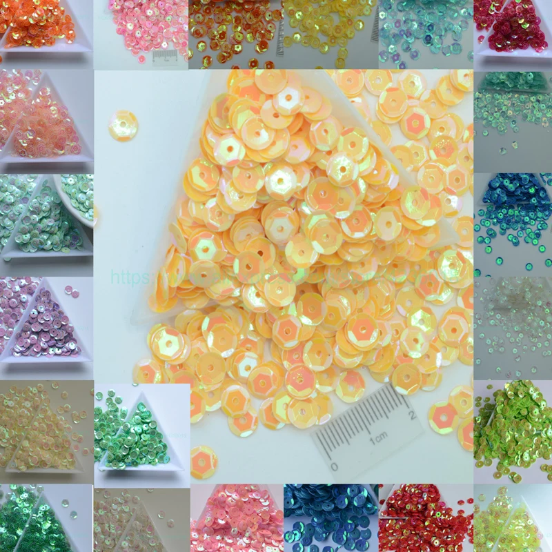

25g 6mm Brilliant AB Color Cup Round Shaped PVC Loose Sequins For Crafts Paillettes Sewing Decoration Garment Kid DIY Accessory