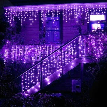 4.5 M 96 LED Ijspegel Gordijn Window Lights Waterval Fairy String Lights voor Indoor Outdoor Kerstvakantie Wedding Slingers
