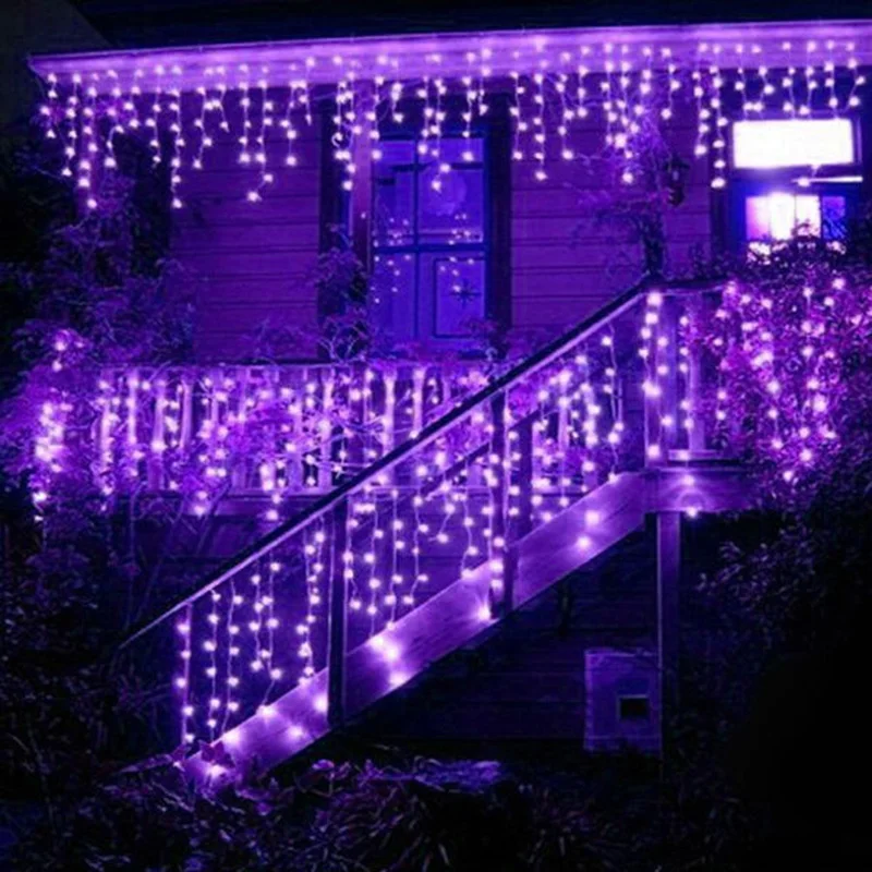 US $10.00 45M 96 LED Icicle Curtain Window Lights Waterfall Fairy String Lights For Indoor Outdoor Christmas Holiday Wedding Garlands