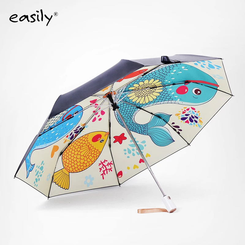 Women Umbrella Black Coating Easily Brand Automatic Folding Umbrellas