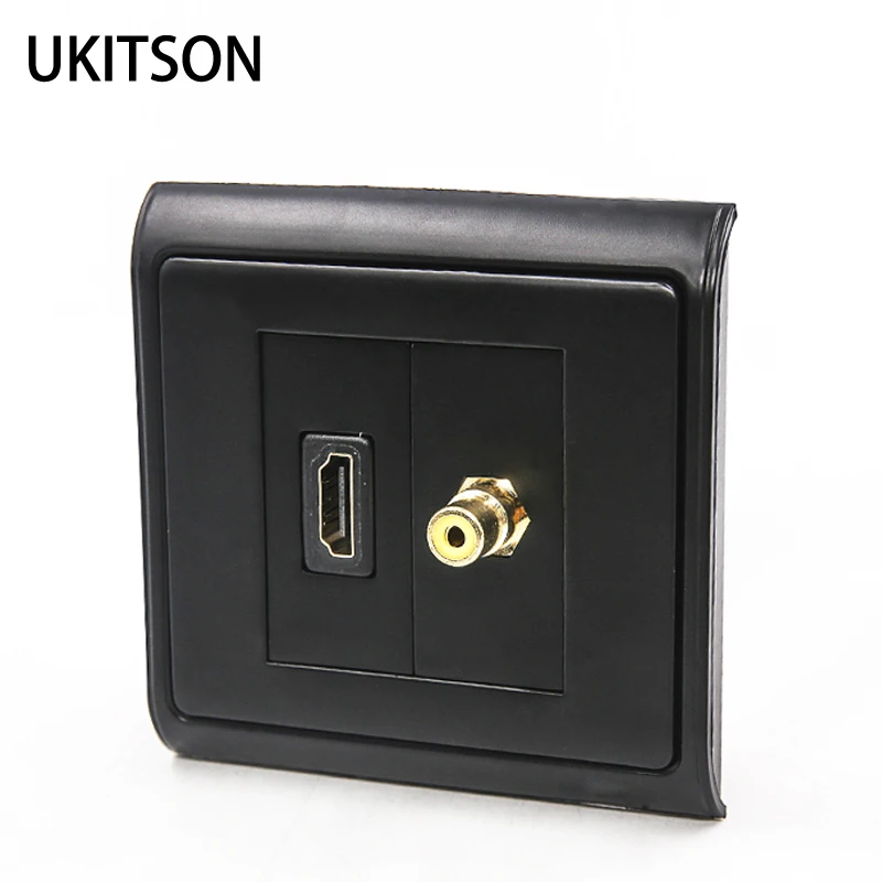 

Black Interface With HDMI 2.0 Coaxial Audio Female Plug Wall Faceplate For Amplifiers Blu-ray Player Xbox 360 Soundbar