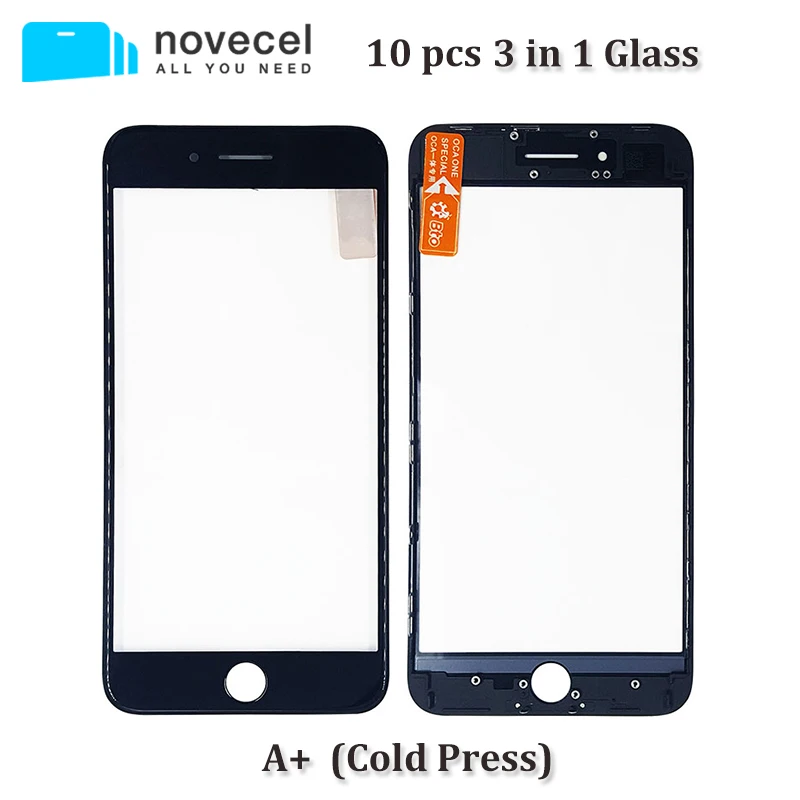 

Novecel 10pcs A+ Cold Press 3 in 1 Front Screen Glass Lens With Frame OCA For iphone 6 6plus Repair Replacement