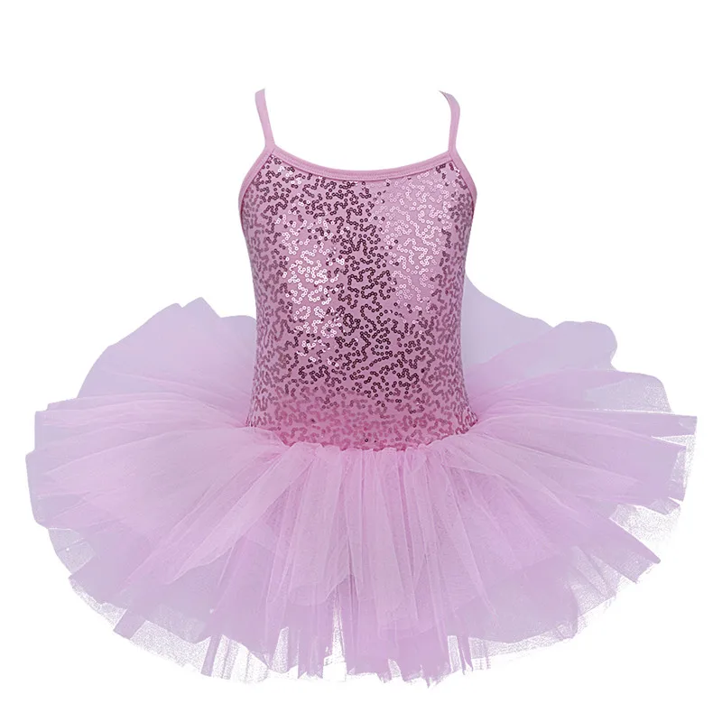 Feeshow для маленькой девочки детское платье для девочек с блестками и юбкой-балетной пачкой, одежда для бальных танцев платье, гимнастический купальник для танцев, балетки праздничный костюм Детская летняя юбка - Цвет: Розовый