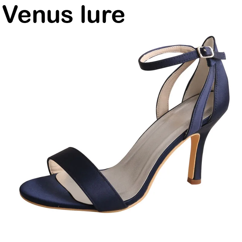 

Custom Handmade Strappy Wedding Sandals Open Toe Navy Summer Heels