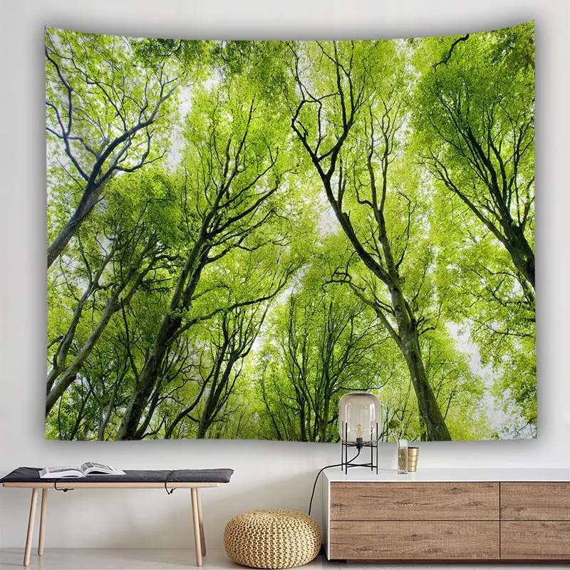 wild woodland tapestry nature scenery wall hanging decoration trees forest tapiz modern farmhouse decor