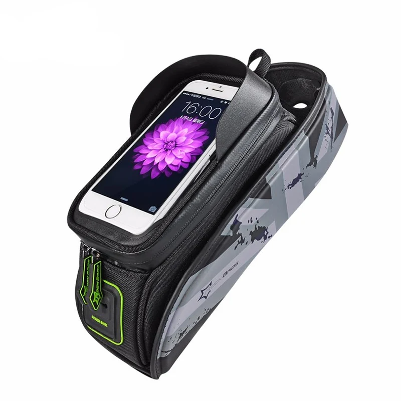 Портативный MTB дорожный велосипед сумки 5,8/6,0 дюймов непромокаемые сенсорный экран Велоспорт Топ Передняя труба рамка сумки большой емкости - Цвет: Gray