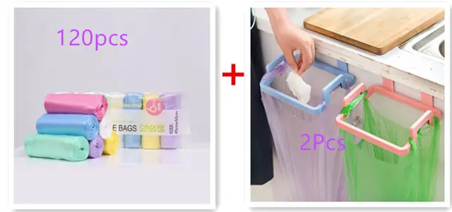 

6rolls(20pcs/roll) Good Quality Thicken Kitchen Trash Garbage Bags +2Pc Hanging Trash Rubbish Bag Holder 2018 cooking tool