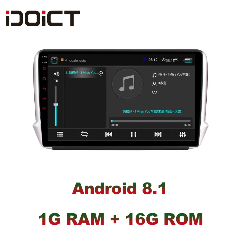 Perfect IDOICT Android 8.1 Car DVD Player GPS Navigation Multimedia For peugeot 2008 208 Radio 2014-2018 wifi DSP 4