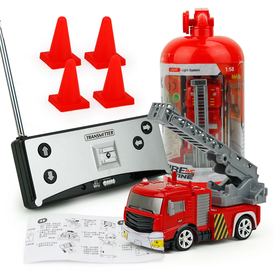 Новая детская радиоуправляемая пожарная машина с дистанционным управлением пожарная машина с танком/лестничный мигающий светильник - Цвет: Серый