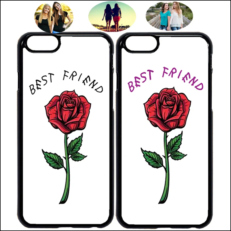 

Beautiful Rose flower Girl Best Friend Matching Phone Case Cover For iPhone X 7 8Plus XR Xs Max 6s Samsung+Huawei Tempered Glass