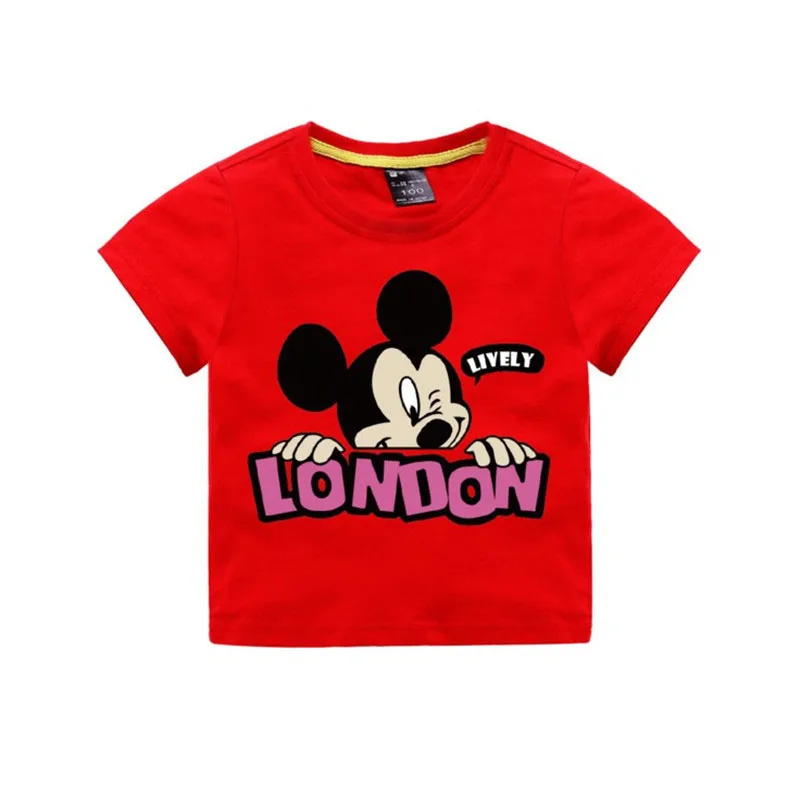 Moggi Cat Camiseta Mickey Print Girls T shirt Cartoon Funny Casual Kids Clothes Summer 12 color 1-8Y Baby 100% Cotton T-shirt (5)