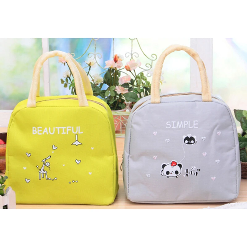 

Cartoon Tote Thermal Bag Black Waterproof Oxford Beach Lunch Bag Food Picnic Bolsa Termica Women Kid Men Cooler Bag