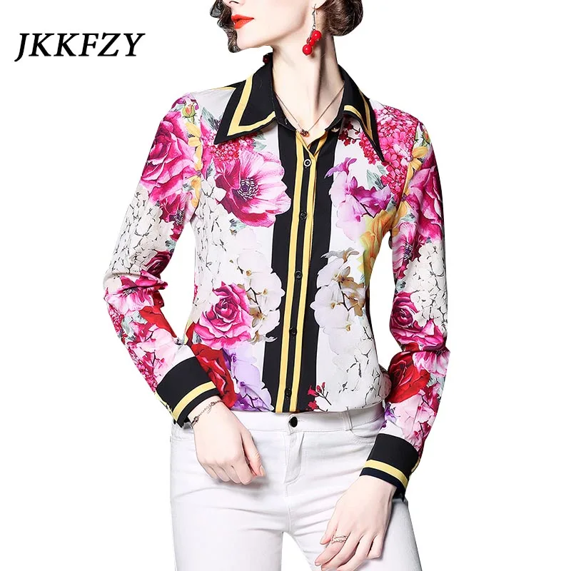JKKFZY 19 Flower Print Fashion Shirts Women Elegant Sweet Blouses Lady Office High Quality Blusas blusse New Femme Tops Clothes JKKFZY 19 Flower Print Fashion Shirts Women Elegant Sweet Blouses Lady Office High Quality Blusas blusse New Femme Tops Clothes