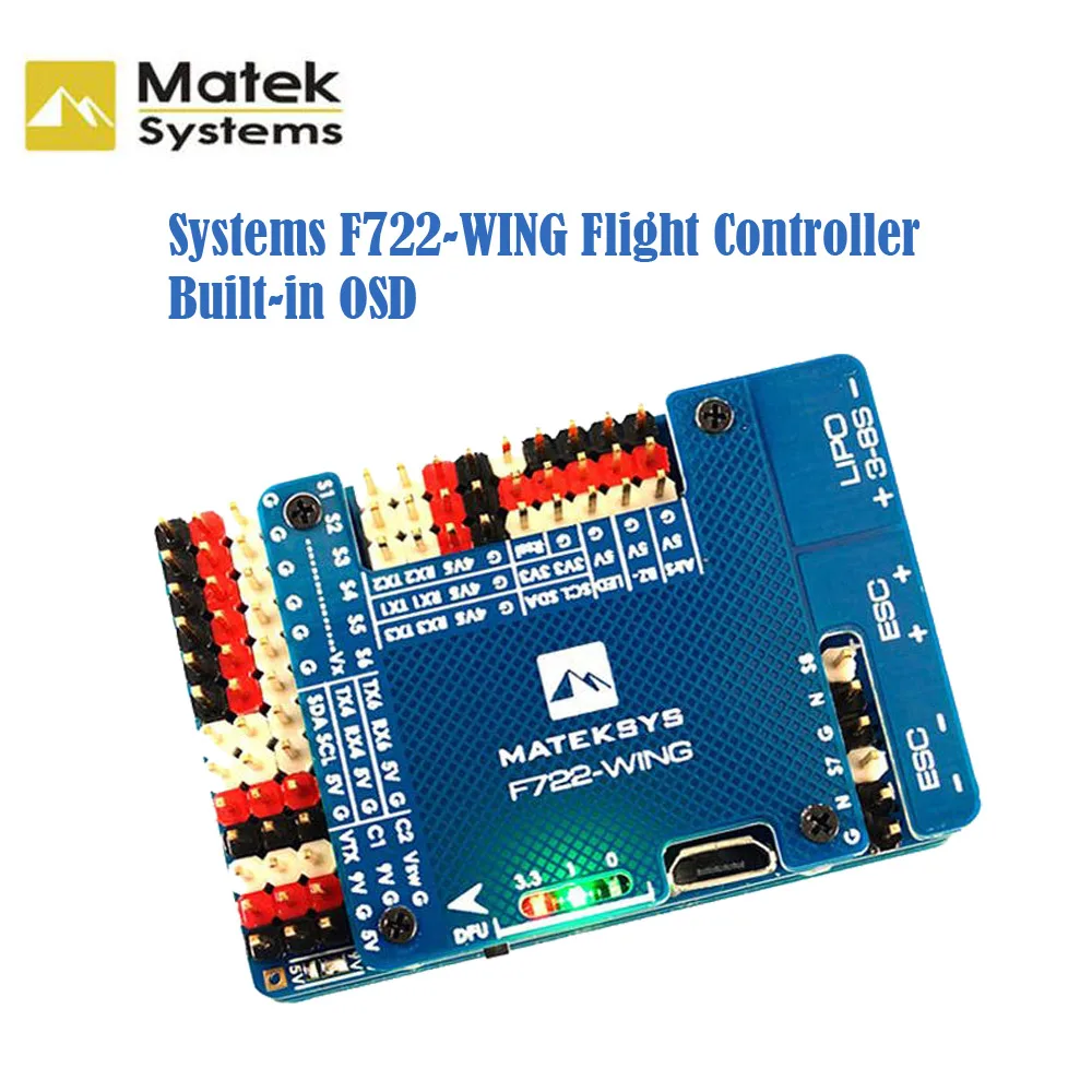 

Matek Systems F722-WING STM32F722RET6 Flight Controller Built-in OSD for RC Airplane Fixed Wing