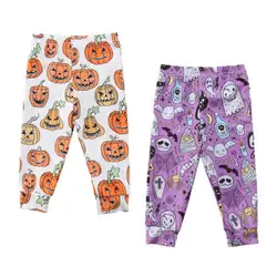 Новейшие штаны для маленьких мальчиков и девочек леггинсы с принтом «приведение в виде тыквы» осенние брюки одежда на Хэллоуин Лидер