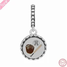 925 пробы Серебряный бейсбол Мотаться Бусины DIY Fit PANDORA Подвески для женщин ювелирных изделий с бейсбольной битой и перчатки мяч FL787