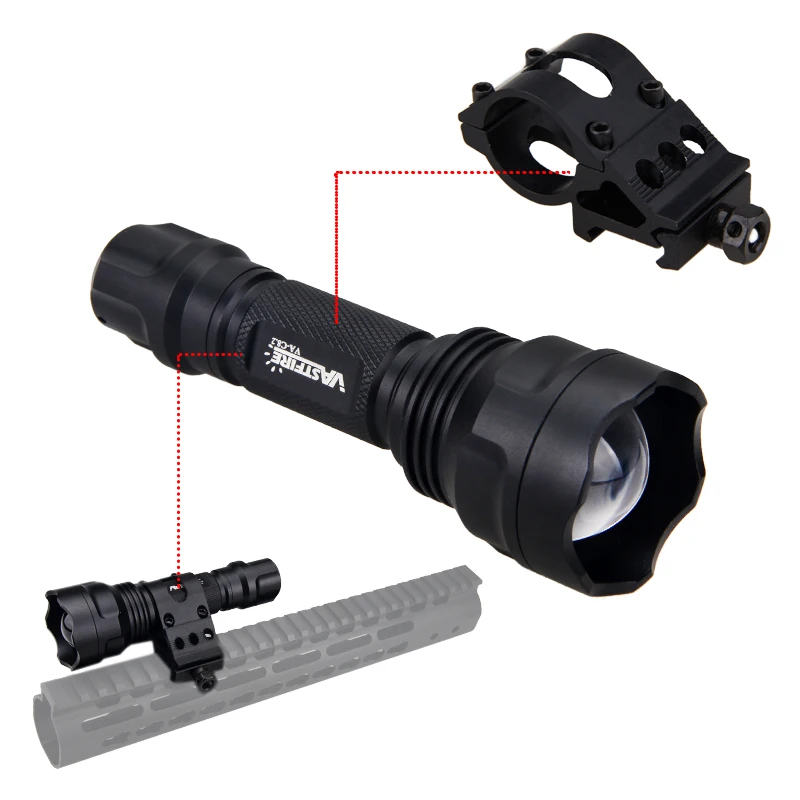 Interruptor de Pressão Luz + 18650 Tactical Caça Lanterna Zoomable Ir-501b 850 - 940nm Visão Noturna Arma Carregador Usb Montagem Led 3 High Quality Esporte e Lazer