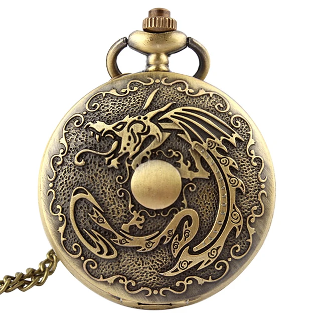 Retro Antique Fullmetal Alchemist Pocket Watch Dragon Bronze Deadpool Necklace C Retro Antique Fullmetal Alchemist Pocket Watch Dragon Bronze Deadpool Necklace C