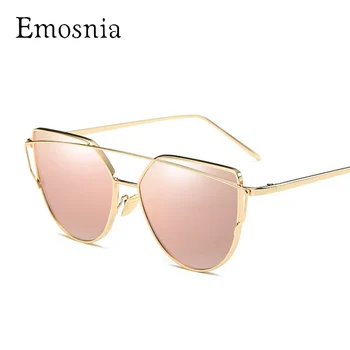 

Emosnia Fashion Cat eye Mirror Sunglasses Women Metal Frame Cateye Goggle Brand Designer Sun Glasses Female Pink Oculos De Sol