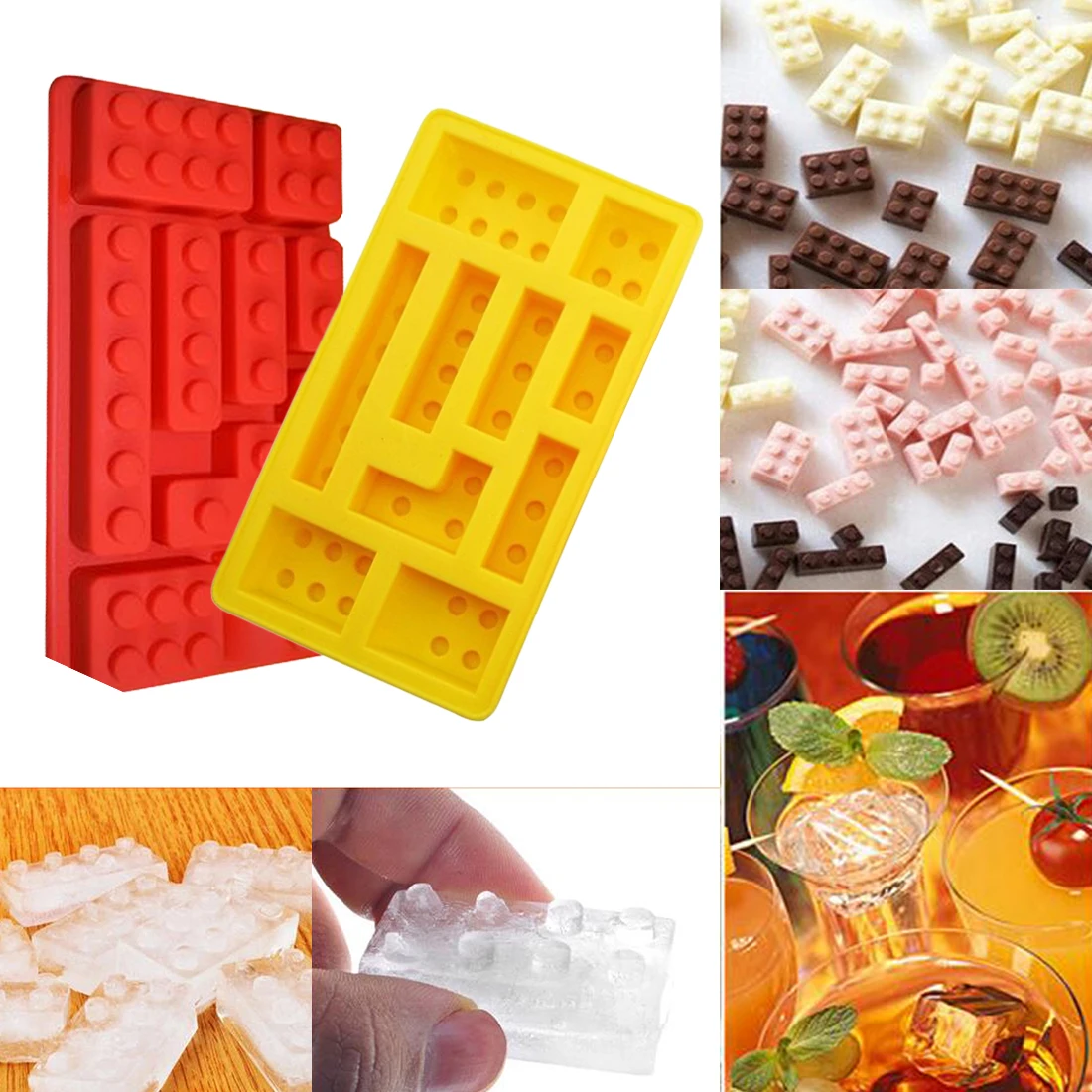 

Pop 10 Holes Brick Blocks Shaped Rectangular DIY Chocolate Silicone Mold Ice Cube Tray Cake Tools Fondant Moulds