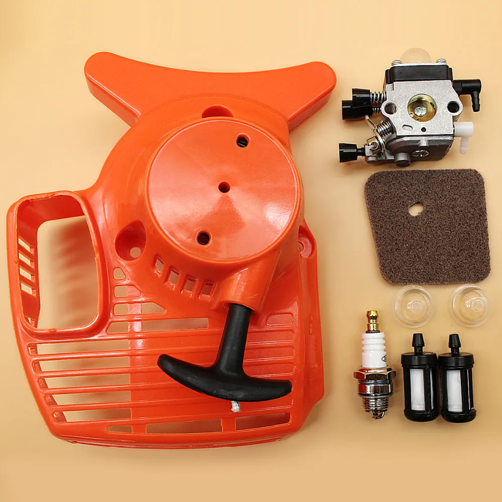 Recoil Starter Carburetor Carb Air Fuel Filter Kit For STIHL FS55 FS46