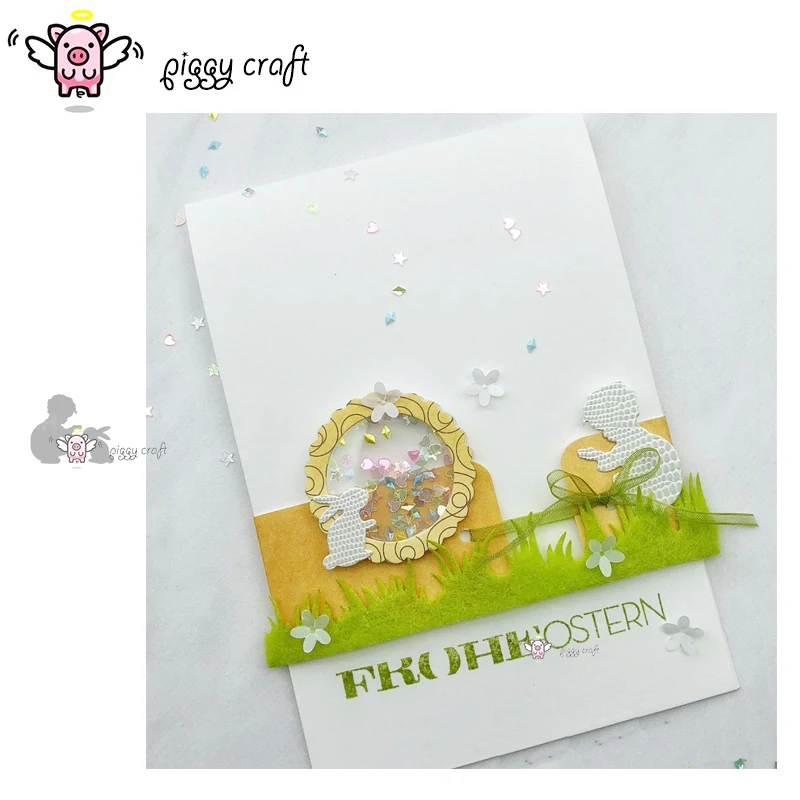 

Piggy Craft metal cutting dies cut die mold Boy feeding rabbit Scrapbook paper craft knife mould blade punch stencils dies