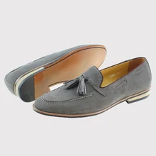 Brand New Smart Mens Gray Wedding Dress Shoes Men Cow Suede Genuine Leather Casual Loafers Male Driving Flats Party Footwear