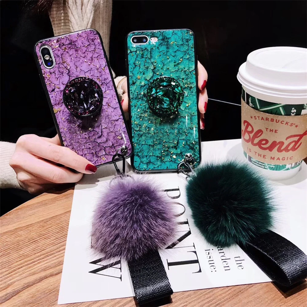 

Phone case with crystal bracket + hair ball 3in1 cover for Oppo R17 pro r15 r11 r9s r7 plus A59 a57 a83 f9 F7 f5 a5 a7 k1