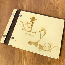 Свадебная Гостевая книга с гравировкой на заказ, индивидуальное имя, Свадебная Гостевая книга с гравировкой, деревянная Свадебная Гостевая книга