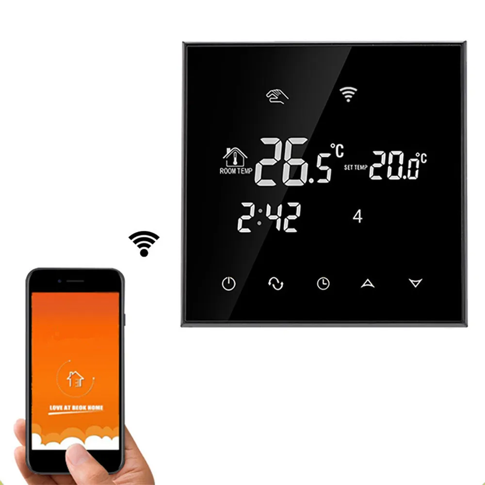 Электрический нагревательный Wifi термостат Умный Цифровой Электрический программируемый App контроллер температуры со стеклянным сенсорным экраном