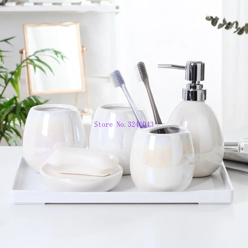 European minimalist ceramic wash cup 2/3 piece set Bathroom decoration Five-piece bathroom set Bathroom wash set