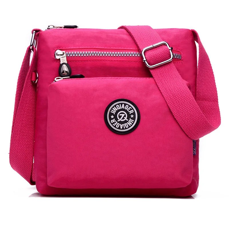 Модные нейлоновые сумки, женские сумки через плечо, женские повседневные сумочки, дорожные сумки через плечо для девочек, водонепроницаемые сумки-мессенджеры - Цвет: Ярко-розовый