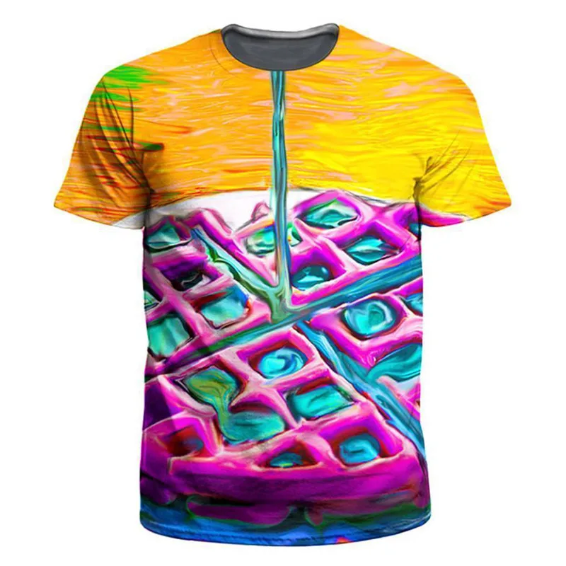 Heather Waffles Men T Shirt Harajuku Food T-Shirt Summer Funny 2019 Hipster Top Tees 3d Cool Tops Women/men's Hip Hop Streetwear | Мужская
