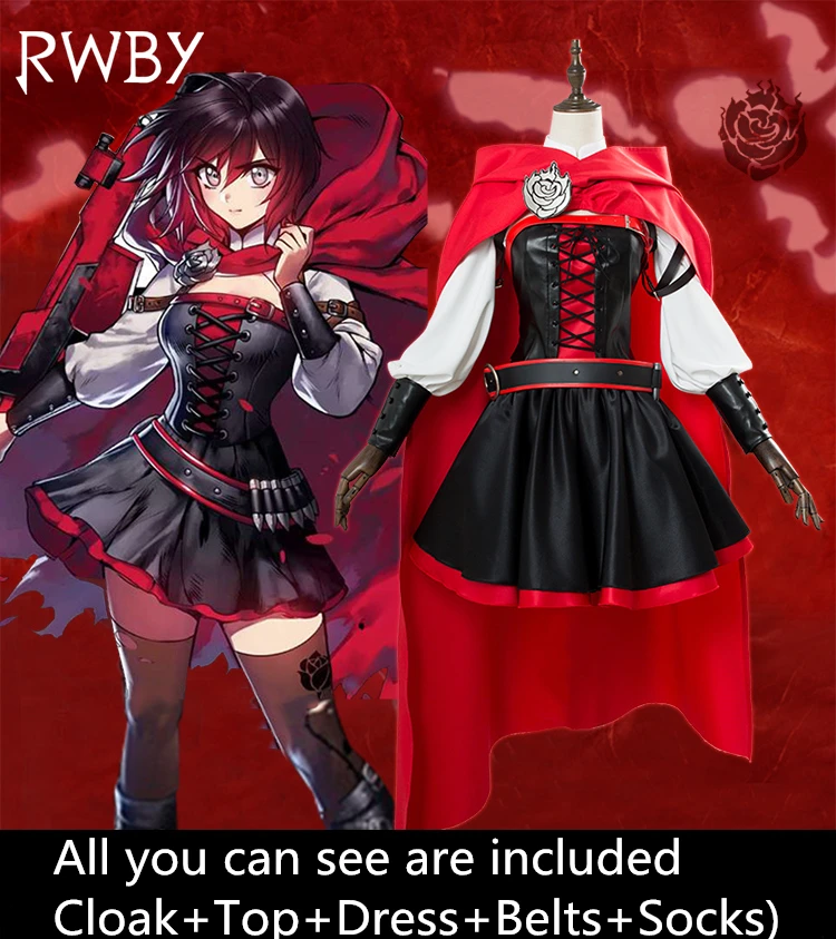 Rwby Anime Cosplay Ruby Rose Cosplay Costume Red Adult Version Cosplay Costume Dress Anime Costumes Aliexpress
