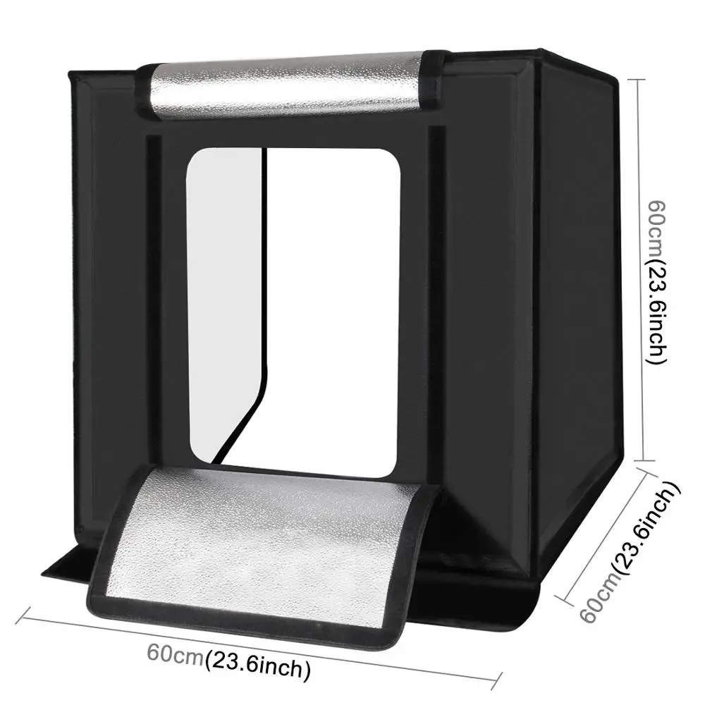 PULUZ 60*60 سنتيمتر 24 بوصة المحمولة استوديو الصور مربع التصوير الفوتوغرافي Softbox 60 W إضاءة بيضاء ستوديو التصوير خيمة مربع مجموعات و 6 الخلفيات