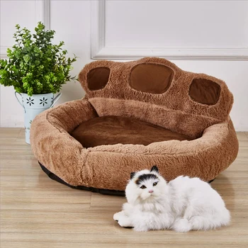 

Cute pet nest Bear Paw Shape Pet Dog Cat Puppy Bedding Bed Sofa Short Plush Warm Soft Breathable Durable Autumn Winter 2 Sizes