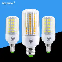 Foxanon E14 AC220V светодио дный кукурузы лампы 5730 SMD светодио дный свечки 89 108 136 светодио дный s лампы Bombillas лампочки лампада ампулы освещения