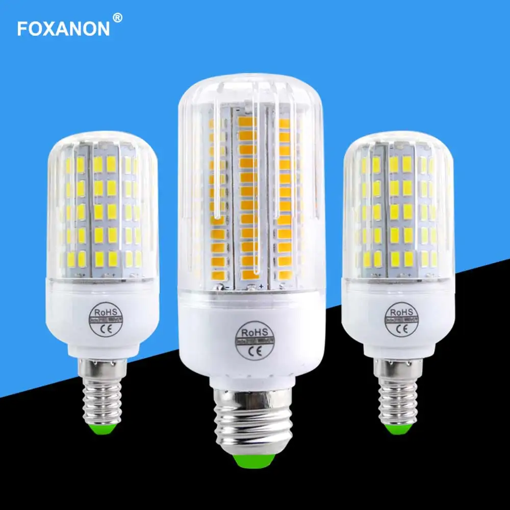 Светодиодсветодиодный лампа кукуруза Foxanon E14 5730 В переменного тока|Светодиодные