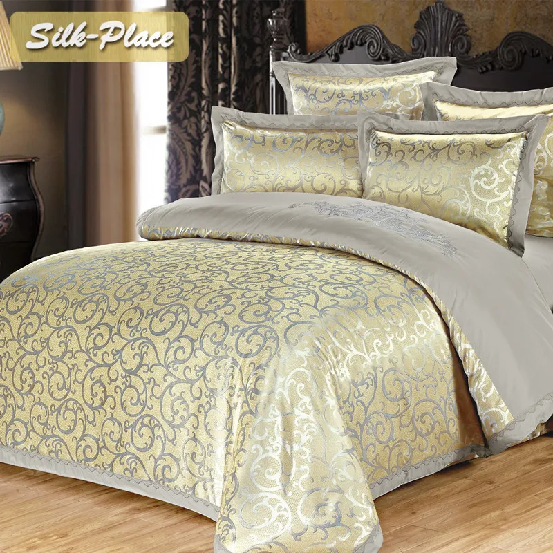 

SILK PLACE Egyptian Cotton Luxury Royal Palace Bedding Set Queen King Size Bed Set Oriental Embroidery Duvet Cover Bedsheet Set