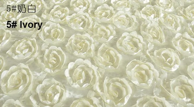Высокое качество Роскошный круглый прямоугольный цветок розы вышитые скатерти/3D атлас с розочками покрытие стола для свадебного украшения - Цвет: ivory