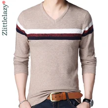 Дизайнерский пуловер, полосатый мужской свитер, мужской тонкий трикотажный свитер, Мужская одежда, облегающий трикотаж, модная одежда 10046